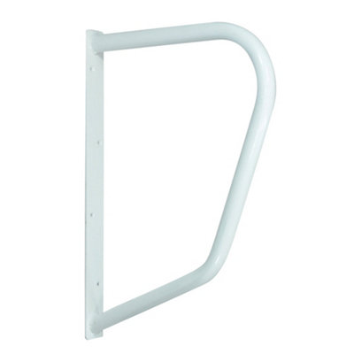 White D Shape Metal Handrail - Tubular Steel Frame - 510mm Depth - Wall Mounted