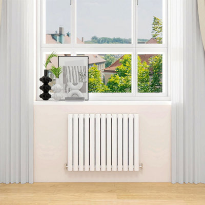 White Designer Radiator Horizontal Oval Column Double Panel Rad