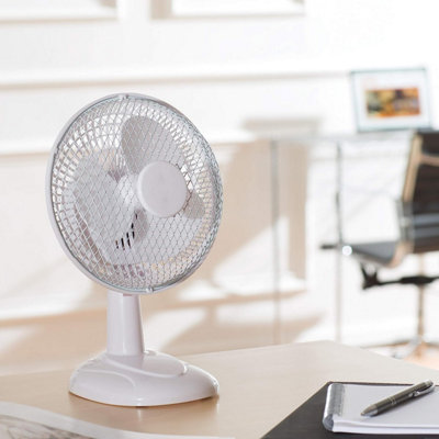 White Desk Fan Small 6 Inch Portable Caravan Home Fan 3 Blade 2 Speed