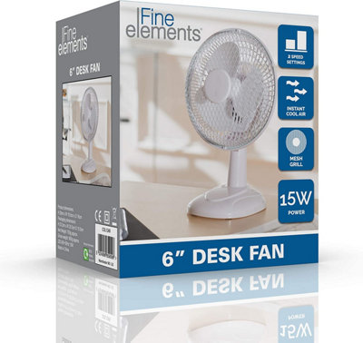 White Desk Fan Small 6 Inch Portable Caravan Home Fan 3 Blade 2 Speed Mini Fan - 6
