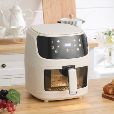 White Digital Penel Single Basket 5L Air Fryer Oven with Timer,Non-Stick Removable Basket