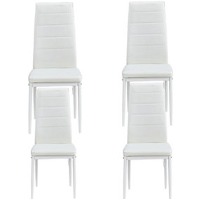 White Dinning Chair Faux Leather Set of 4