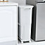 White Double Layer Three Compartment Trash Can with Wheels 38L