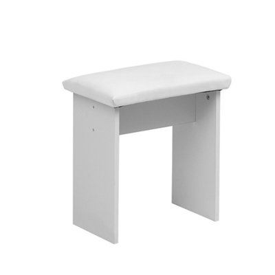 White Dressing Table Set with Hollywood LED Lighted Mirror, Vanity Makeup Table 2 Large Drawers and Stool