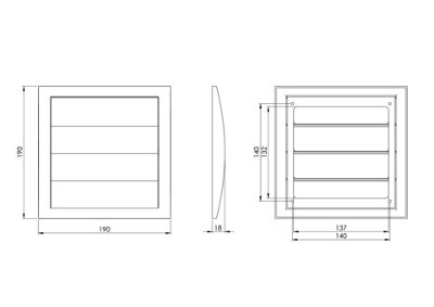 White Duct Gravity Flaps 190mm x 190mm Ventilation Cover