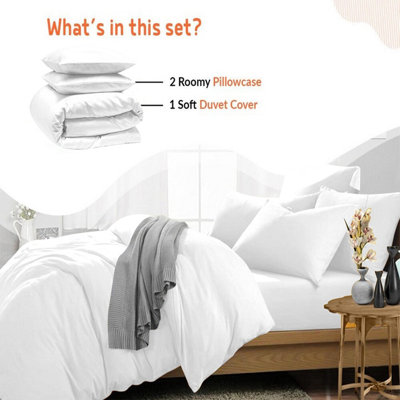 White Duvet Cover Single Double King Super King Size Reversible Plain Dyed Duvets Quilts Covers