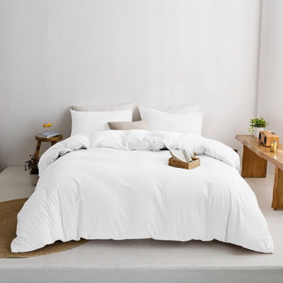 White Duvet Cover Single Double King Super King Size Reversible Plain Dyed Duvets Quilts Covers