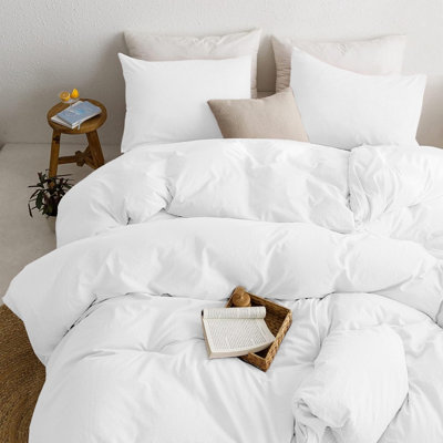 White Duvet Cover Single Double King Super King Size Reversible Plain Dyed Duvets Quilts Covers