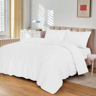 White Duvet Cover Single Double King Super King Size Reversible Plain Dyed Duvets Quilts Covers
