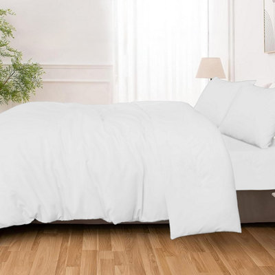 White Duvet Cover Single Double King Super King Size Reversible Plain Dyed Duvets Quilts Covers