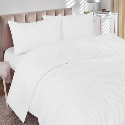 White Duvet Cover Single Double King Super King Size Reversible Plain Dyed Duvets Quilts Covers