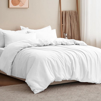 White Duvet Cover Single Double King Super King Size Reversible Plain Dyed Duvets Quilts Covers
