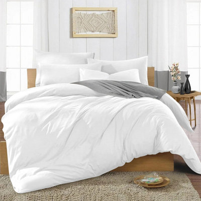 White Duvet Cover Single Double King Super King Size Reversible Plain Dyed Duvets Quilts Covers