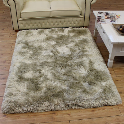 White Easy to clean Plain Handmade , Luxurious , Modern , Plain , Shaggy , Sparkle Rug for Living Room, Bedroom - 70cm X 140cm