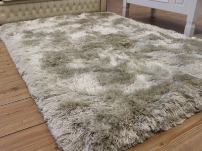 White Easy to clean Plain Handmade , Luxurious , Modern , Plain , Shaggy , Sparkle Rug for Living Room, Bedroom - 70cm X 140cm