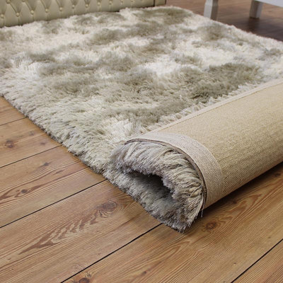 White Easy to clean Plain Handmade , Luxurious , Modern , Plain , Shaggy , Sparkle Rug for Living Room, Bedroom - 70cm X 140cm
