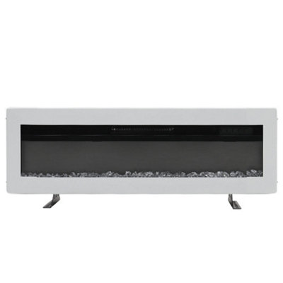 White Electric Fire Wall Mounted Wall Inset Fireplace 12 Flame Colors with Freestanding Legs 50 Inch