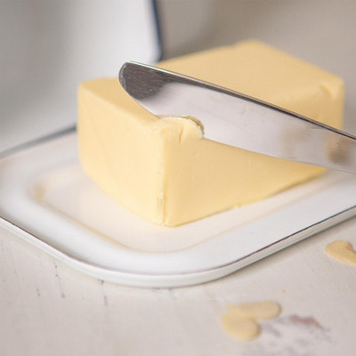 White Enamel Butter Dish - 18.5cm x 10cm - Green - 6