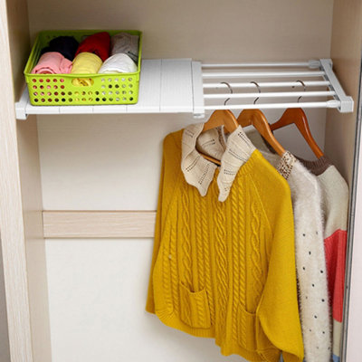 White Extendable Wardrobe Storage Divider Adjustable Wall Mounted