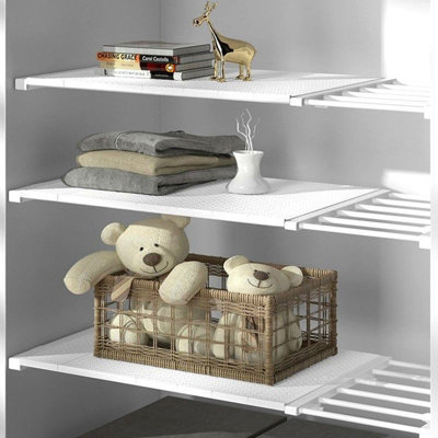 White Extendable Wardrobe Storage Divider Adjustable Wall Mounted ...