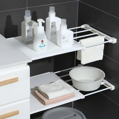 White Extendable Wardrobe Storage Divider Adjustable Wall Mounted Storage Shelf W 80 cm