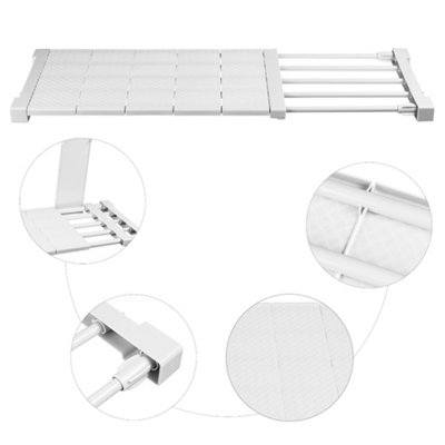 White Extendable Wardrobe Storage Divider Adjustable Wall Mounted Storage Shelf W 80 cm