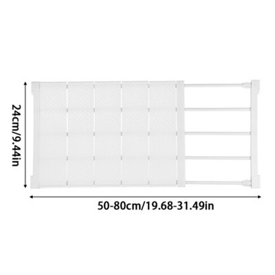 White Extendable Wardrobe Storage Divider Adjustable Wall Mounted Storage Shelf W 80 cm