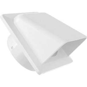 White  External Vent Cover -100mm Hooded Cowl with Backdraft Shutter Ventilation Grill Plastic Cowled Vent Outlet Grille Hatch