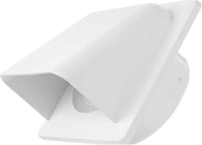 White  External Vent Cover -100mm Hooded Cowl with Backdraft Shutter Ventilation Grill Plastic Cowled Vent Outlet Grille Hatch - 3