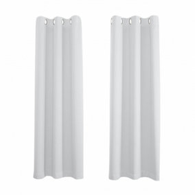 White Eyelet Curtains - Thermal Blackout Curtains  - 46 x 54 Inch Drop - 2 Panel