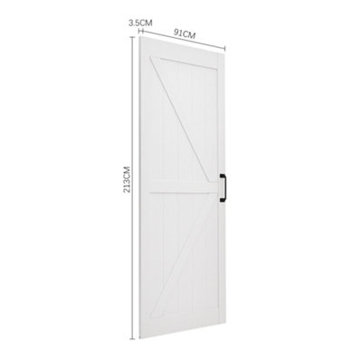 White Farmhouse Style Heavy Duty Wooden Barn Door with 6.6ft Sliding Hardware Kit