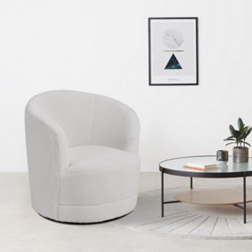 White Faux Fur Accent Swivel Chair 80cm W x 74cm D x 81cm H