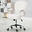 White Faux Leather Ergonomic Swivel Home Office Chair Armchair Height Adjustable