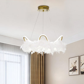 White Feather LED Pendant Ceiling Light Room Decor, 50cm Dia