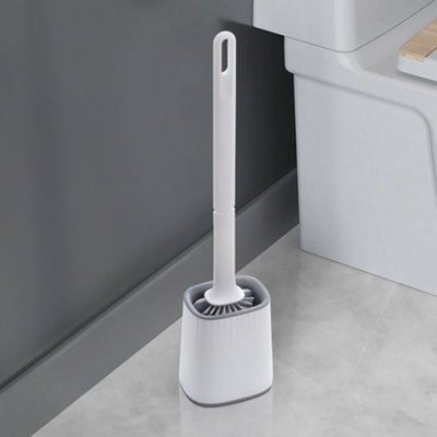 White Flexible Silicone Toilet Brush and Holder