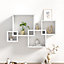 White Floating 4 Cube Intersecting Wooden Shelves Wooden Wall Mount Square Shelf