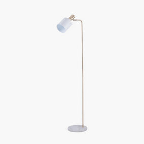White Floor Lamp with Marble Foot and Gold Details