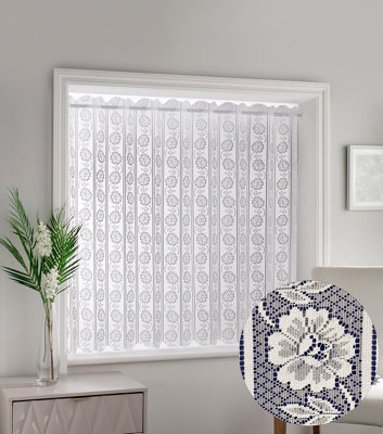 White Floral Textured Voile Louvre Vertical Pleated Window Blind Panel - 72" x 36"