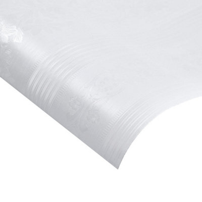 White Floral Wallpaper Slight Silver Glitter PVC Self Adhesive Damask Patterned Wallpaper 2.25m² - 5