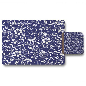 White Flowers on Navy (Placemat & Coaster Set) / Default Title
