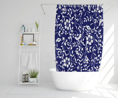 White Flowers on Navy (Shower Curtain) / Default Title Price Comparisons | Compare The Build