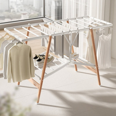 White Foldable Aluminium Clothes Drying Rack DIY at B Q