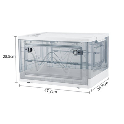 White Folding Stackable Wardrobe Storage Bin Double Door Collapsible Storage Box Cupboard Tabletop Organizer 47L