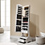 White Freestanding Mirror Jewellery Armoire with Drawers