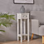 White French Style Small Slim Accent Console Table Wooden Plant Stand with Drawer