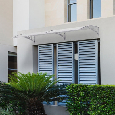 White Front Door Canopy Outdoor Awning Window Garden Canopy Patio Porch Awning Rain Shelter Cover W 190 cm