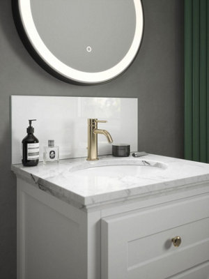 White Frost Glass Bathroom Splashback 250mm x 600mm x 4mm