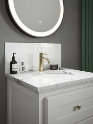 White Frost - Self Adhesive - Toughened Glass Bathroom Splashback 250mm x 600mm x 4mm
