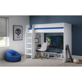 White Gaming Bed with Desk - Single 3ft (90cm)