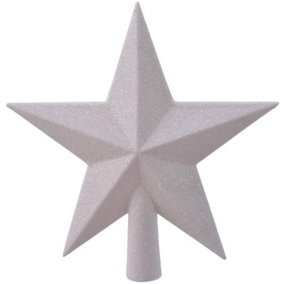 White Glitter Tree Topper Star Plastic Shatterproof Decoration 19cm